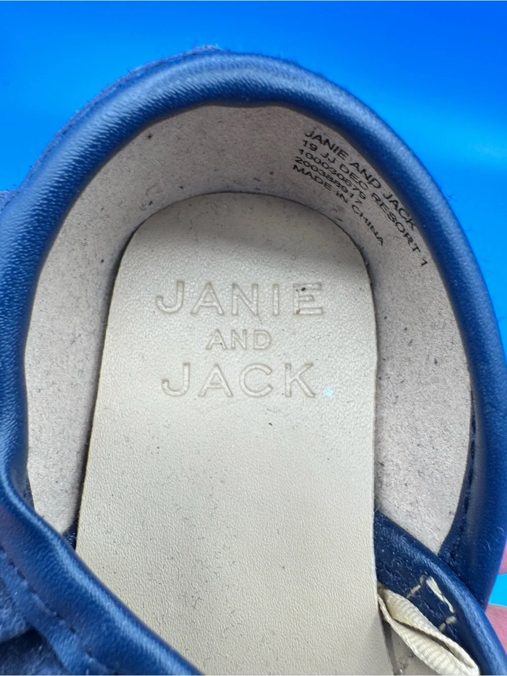 Janie and Jack Navy Blue Mary Jane Shoes with Ruffled Strap